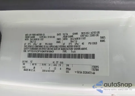 2016 Ford F-150 Xlt z USA, uszkodzony, nr VIN 1FTEX1CP1GKF91843